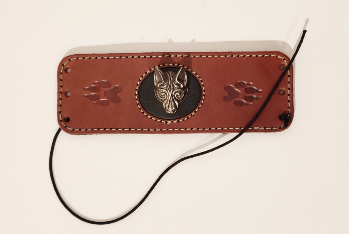 Armband Leder Motiv Wolf