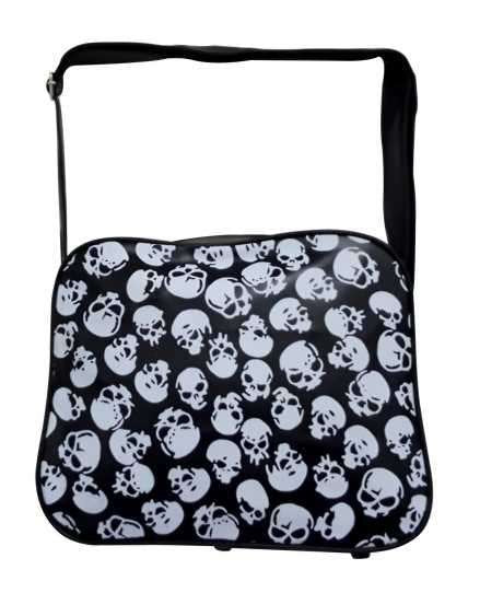 Totenkopf College Schultertasche in schwarz