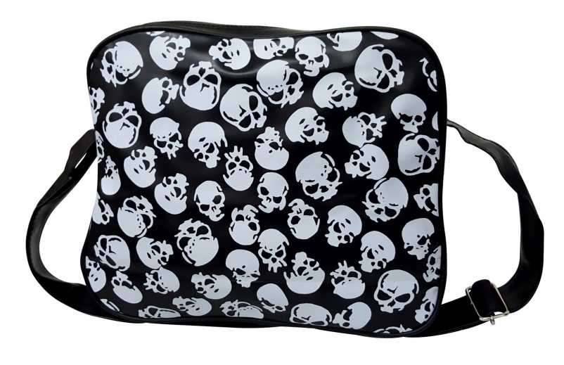 Totenkopf College Schultertasche in schwarz