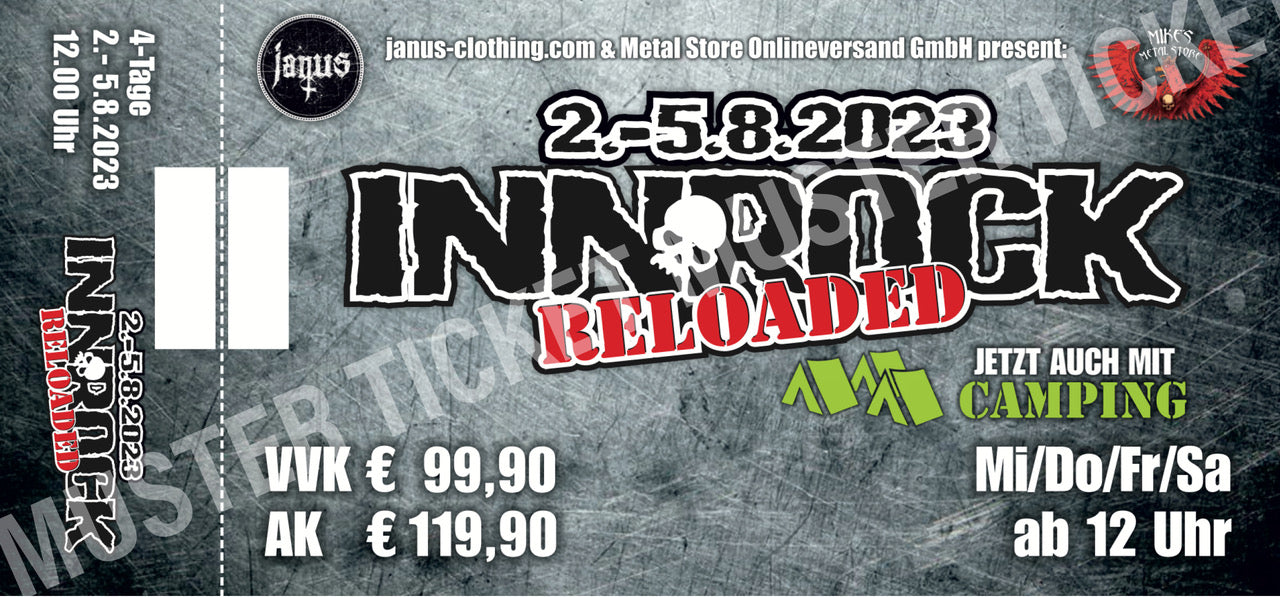 Festival-Ticket für Openair "INNROCKreloaded 2023" gültig 2./3./4./5. August 2023