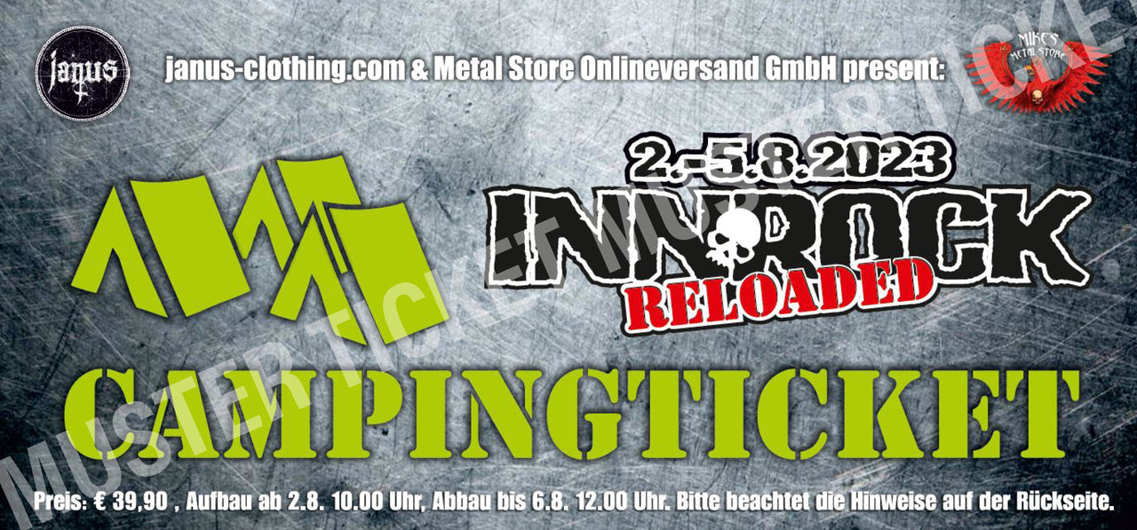 Camping-Ticket für Openair "INNROCKreloaded 2023" gültig 2./3./4./5. August 2023