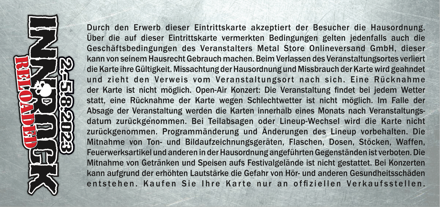 Festival-Ticket für Openair "INNROCKreloaded 2023" gültig 2./3./4./5. August 2023