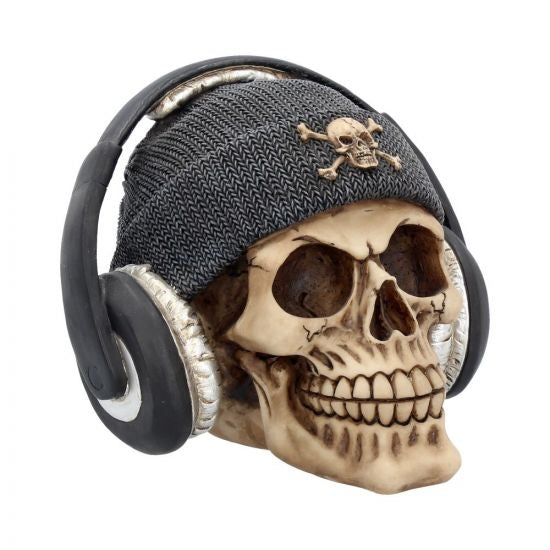 Totenkopf mit Kopfhörern Dead Beat (Grau) 17cm